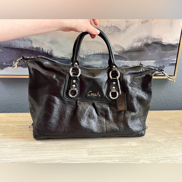 Coach Handbags - Coach Shiny Black Leather Satchel